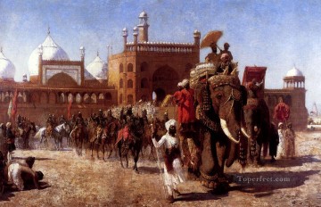 El regreso de la corte imperial de la gran mezquita de Delhi El árabe Edwin Lord Weeks Pinturas al óleo